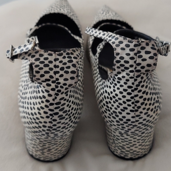 Black/white polka dot shoes with 3 straps - Picture 5 of 8